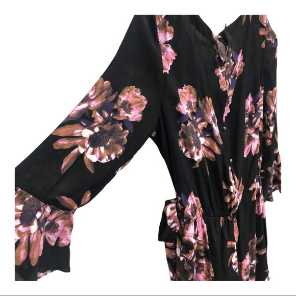 NWT Free People Black with Pink Floral Print Romper Size M - Picture 5 of 15